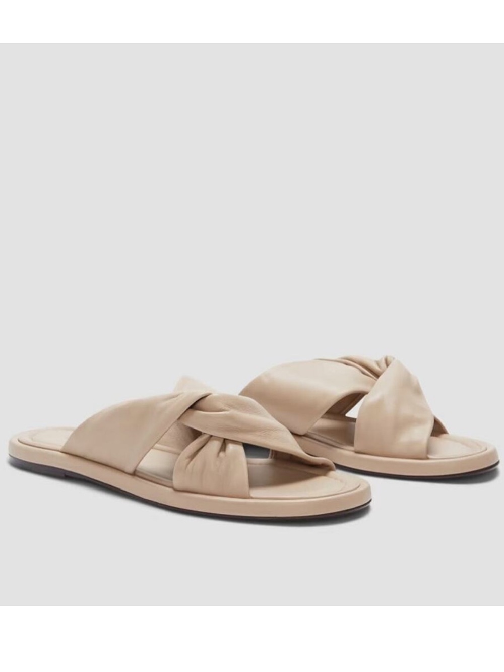 Everlane The Day Twist Sandal Warm Khaki Leather Knot Slide Sandals 5.5 NIB